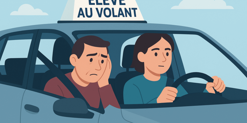 Parents et eleve au volant